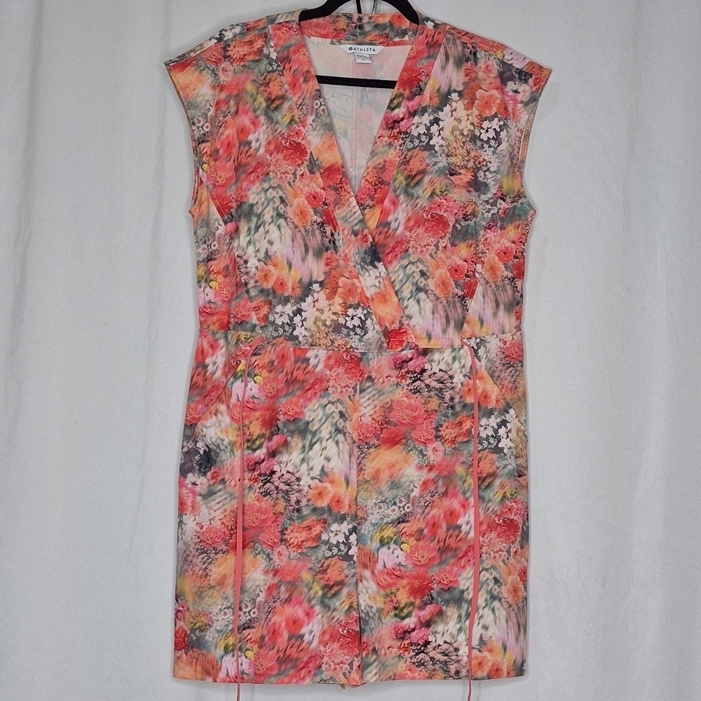 Athleta Multicolor Floral Print Romper - Coral, Yellow, Blue - Picture 6 of 14